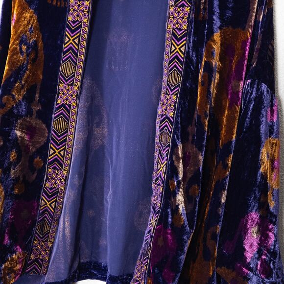 Chico’s Women’s Kimono L/XL Boho Luxe Velvet Burnout Eclectic Grandmacore Global - Picture 4 of 8